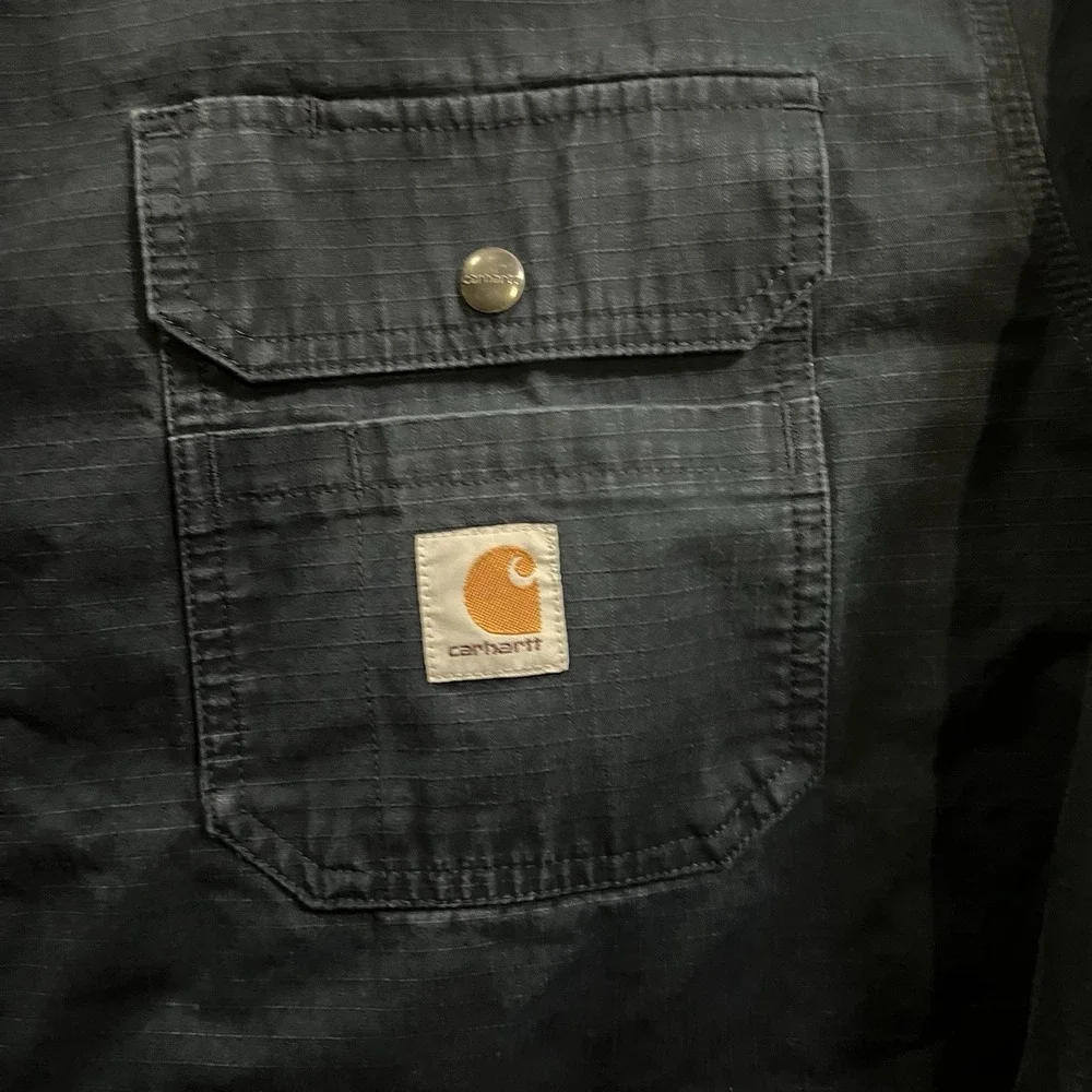 Carhartt Shirt Jacket Mens 3XL Tall Ripstop Flannel Lined Snap Navy 104146 412